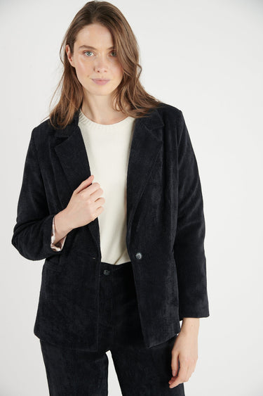 BLAZER FEMME AMPLE FANT VELOUR NOIR NOIR