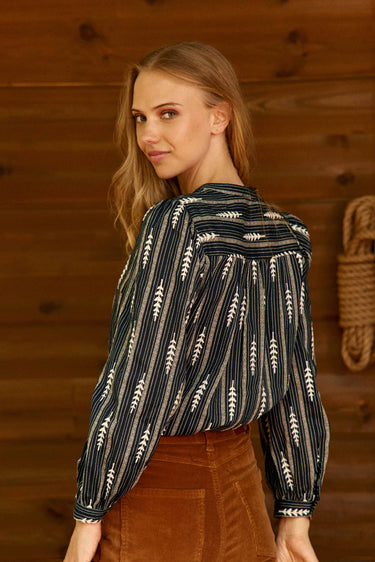 BLOUSE FEMME BLOYA MARINE/ECRU MARINE/ECRU
