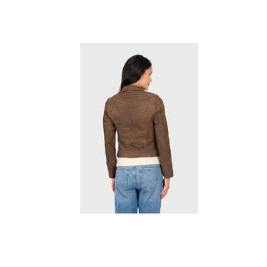 Blouson Oakwood Clips cuir marron – vue 5