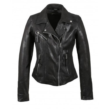 Blouson Oakwood Clips cuir noir – vue 1