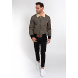 BLOUSON HOMME COL MOUTON KAKI KAKI