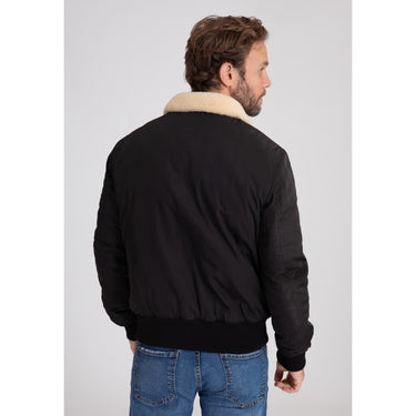 BLOUSON HOMME COL MOUTON NOIR NOIR