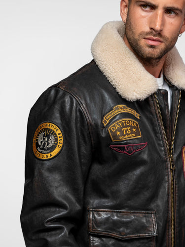 BLOUSON HOMME MOCK LAMB ERMIS NOIR NOIR