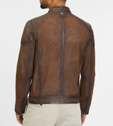 BLOUSON HOMME BIKER MARRON MARRON