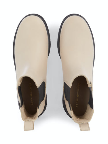 BOTTES FEMME CASUAL LEATHER FLAT CREME CREME