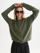 CARDIGAN FEMME FUZZY RELAXED VERT VERT