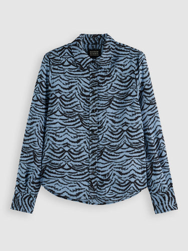 CHEMISE FEMME PRINTED RELAXED BLEU BLEU