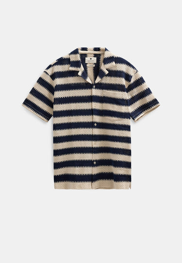 CHEMISE HOMME AKLEANDER ECRU/MARINE ECRU/MARINE