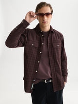 CHEMISE HOMME CORDUROY CHECKED RELAXED MARRON MARRON