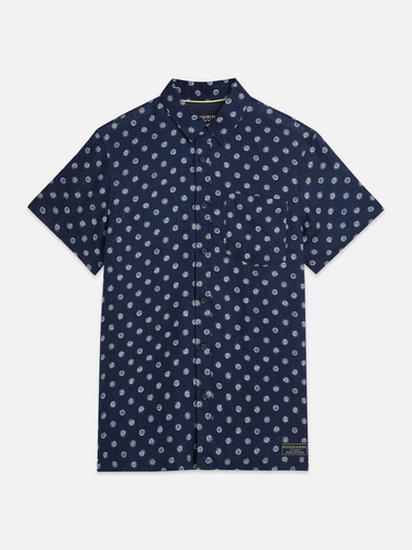 CHEMISE HOMME PRINTED LINEN MARINE MARINE