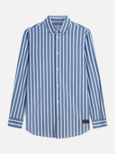 CHEMISE HOMME YARN-DYED STRIPED REGULAR MARINE MARINE