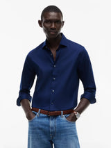 CHEMISE HOMME NY FLEX COLLAR SOLID MARINE MARINE