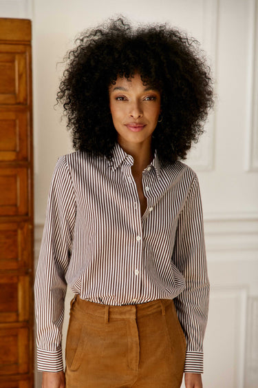 CHEMISIER FEMME CARINE MARRON/ECRU MARRON/ECRU