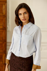 CHEMISIER FEMME CARLI ECRU/BLEU ECRU/BLEU