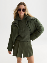 DOUDOUNE FEMME RIB COLLAR SHORT VERT VERT