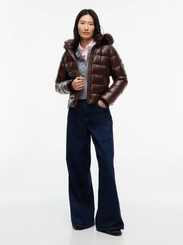 DOUDOUNE FEMME GLOSS DOWN FITTED MARRON MARRON