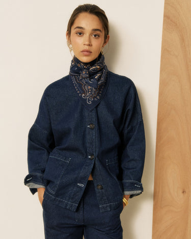 Foulard Hartford Bandana Paisley laine marine – vue 3