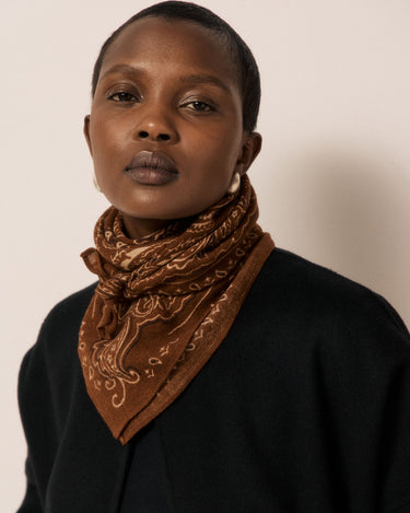Foulard Hartford Bandana Paisley laine marron – vue 3
