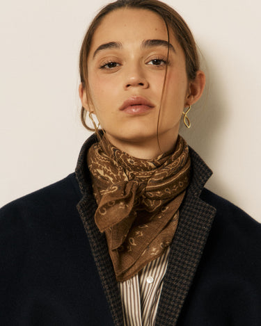 Foulard Hartford Bandana Paisley laine taupe – vue 3