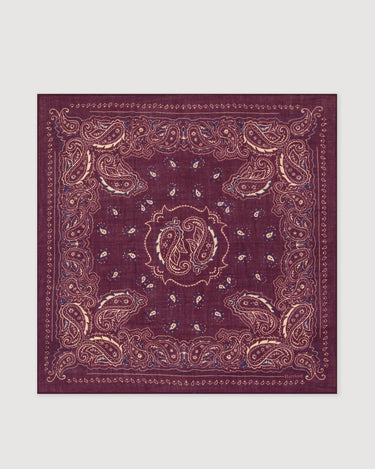 Foulard Hartford Bandana Paisley laine bordeaux