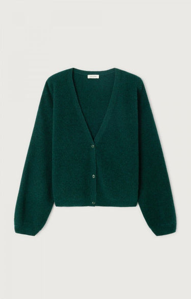 GILET FEMME MI-LONG CV BOUTONNE VERT FONCE VERT FONCE