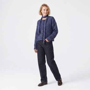Cardigan Artlove Anaura écharpe intégrée bleu