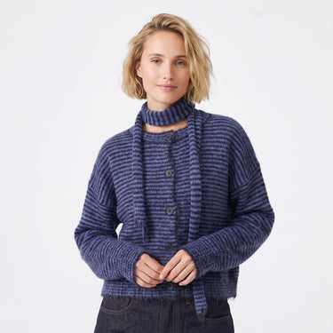 Cardigan Artlove Anaura écharpe intégrée bleu – vue 2