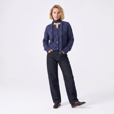 Cardigan Artlove Anaura écharpe intégrée bleu – vue 4