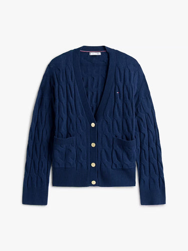 GILET FEMME SOFT WOOL CABLE MARINE MARINE