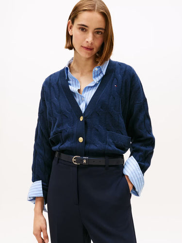 GILET FEMME SOFT WOOL CABLE MARINE MARINE