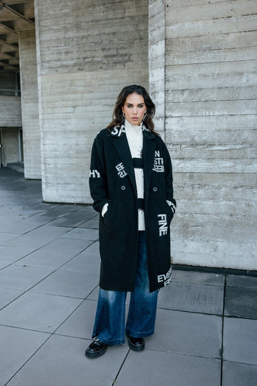 MANTEAU FEMME MILLIE INTARSIA NOIR NOIR