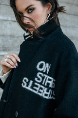 MANTEAU FEMME MILLIE INTARSIA NOIR NOIR