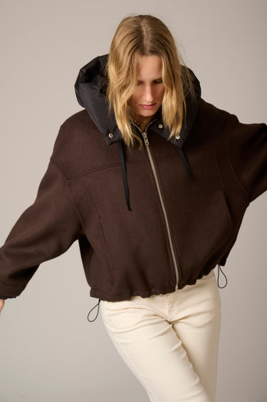 Veste MKT Studio Maury à capuche matelassée marron – vue 7