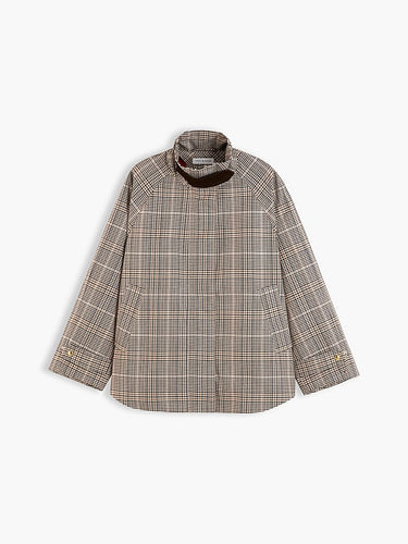 MANTEAU FEMME COTTON CHECK CAPE CO MARRON MARRON