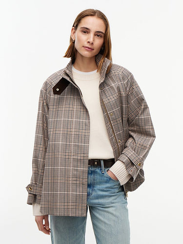 MANTEAU FEMME COTTON CHECK CAPE CO MARRON MARRON
