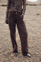 PANTALON FEMME AGATHA VELUTO MARRON MARRON