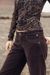 PANTALON FEMME AGATHA VELUTO MARRON MARRON
