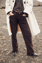 PANTALON FEMME AGATHA VELUTO MARRON MARRON