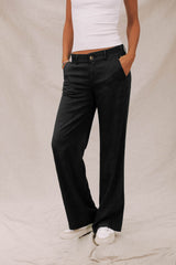 PANTALON FEMME AGATHA PLAIN LINEN NOIR NOIR