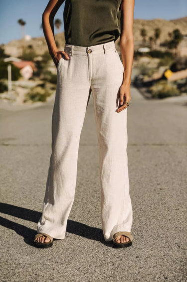 PANTALON FEMME AGATHA PLAIN LINEN TAUPE TAUPE