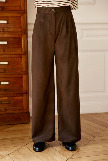 PANTALON FEMME PAOLINE MARRON/ECRU MARRON/ECRU