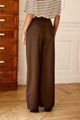 PANTALON FEMME PAOLINE MARRON/ECRU MARRON/ECRU