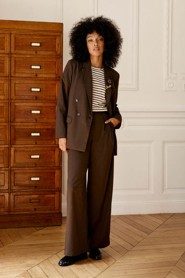 PANTALON FEMME PAOLINE MARRON/ECRU MARRON/ECRU