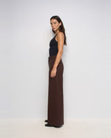 PANTALON FEMME HIGH RISE MARRON MARRON