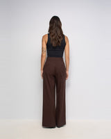 PANTALON FEMME HIGH RISE MARRON MARRON