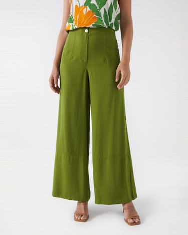 PANTALON FEMME PALAZZO VERT VERT