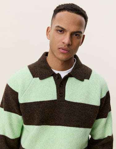 POLO HOMME STRIPED MELANGE KNITTED GRIS CHINE GRIS CHINE