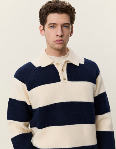 POLO HOMME STRIPED MELANGE KNITTED IVOIRE IVOIRE