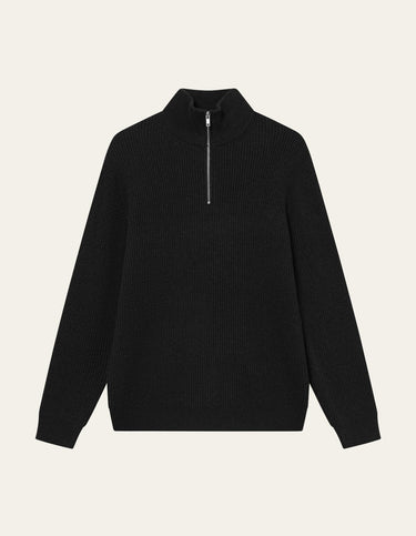 PULL DEMI ZIP HOMME NOIR NOIR