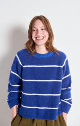 PULL FEMME AMPLE ML COL BATEAU BLEU ROYAL BLEU ROYAL